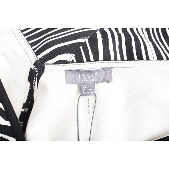 Lysse Womans Roselyn Midi Dress Size s Black White Zebra Design Belt Tie NWT - Picture 6 of 6